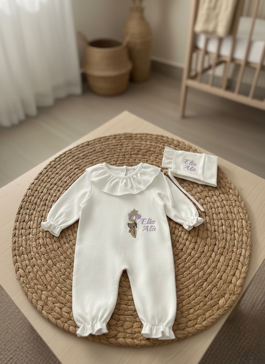 Penye Fırfır Yakalı Tulum 3lü Set