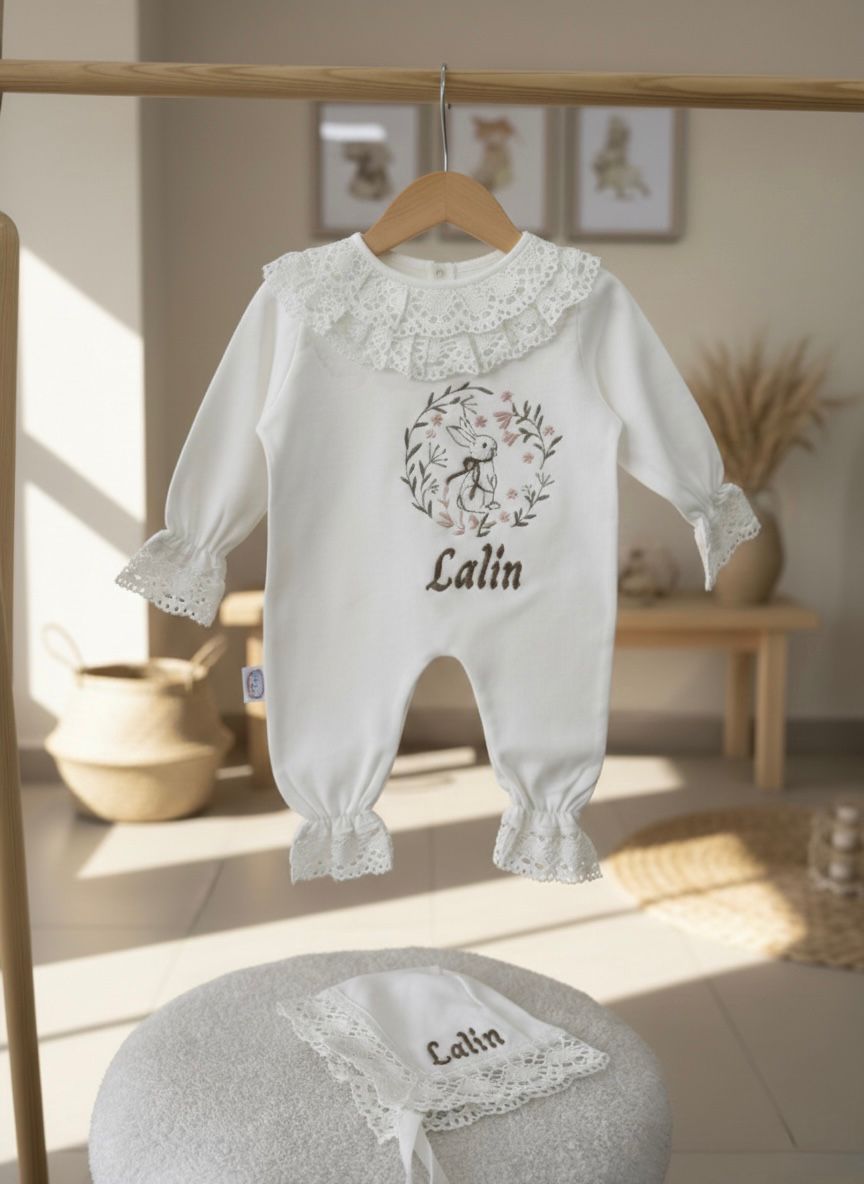 Pamuk Dantelli Penye Tulum 3lü set
