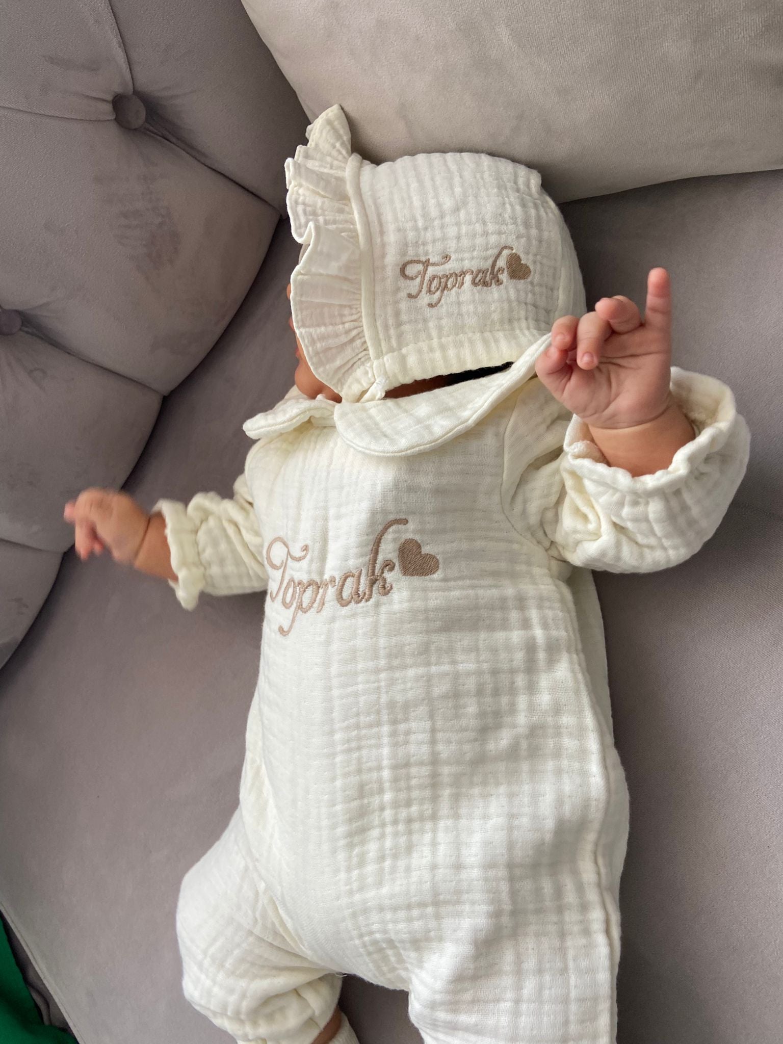 Müslin Tulum Bonet Şapka Seti