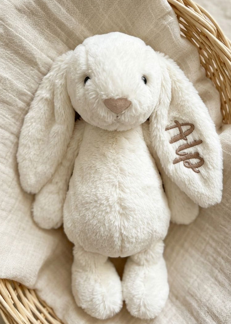 İsme Özel Nakışlı Beyaz Peluş Tavşan 🧸🤍