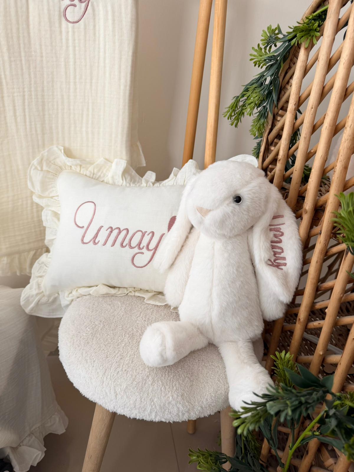 İsme Özel Müslin Hastane Çıkışı & Peluş Uyku Arkadaşı Seti 🤍🐰