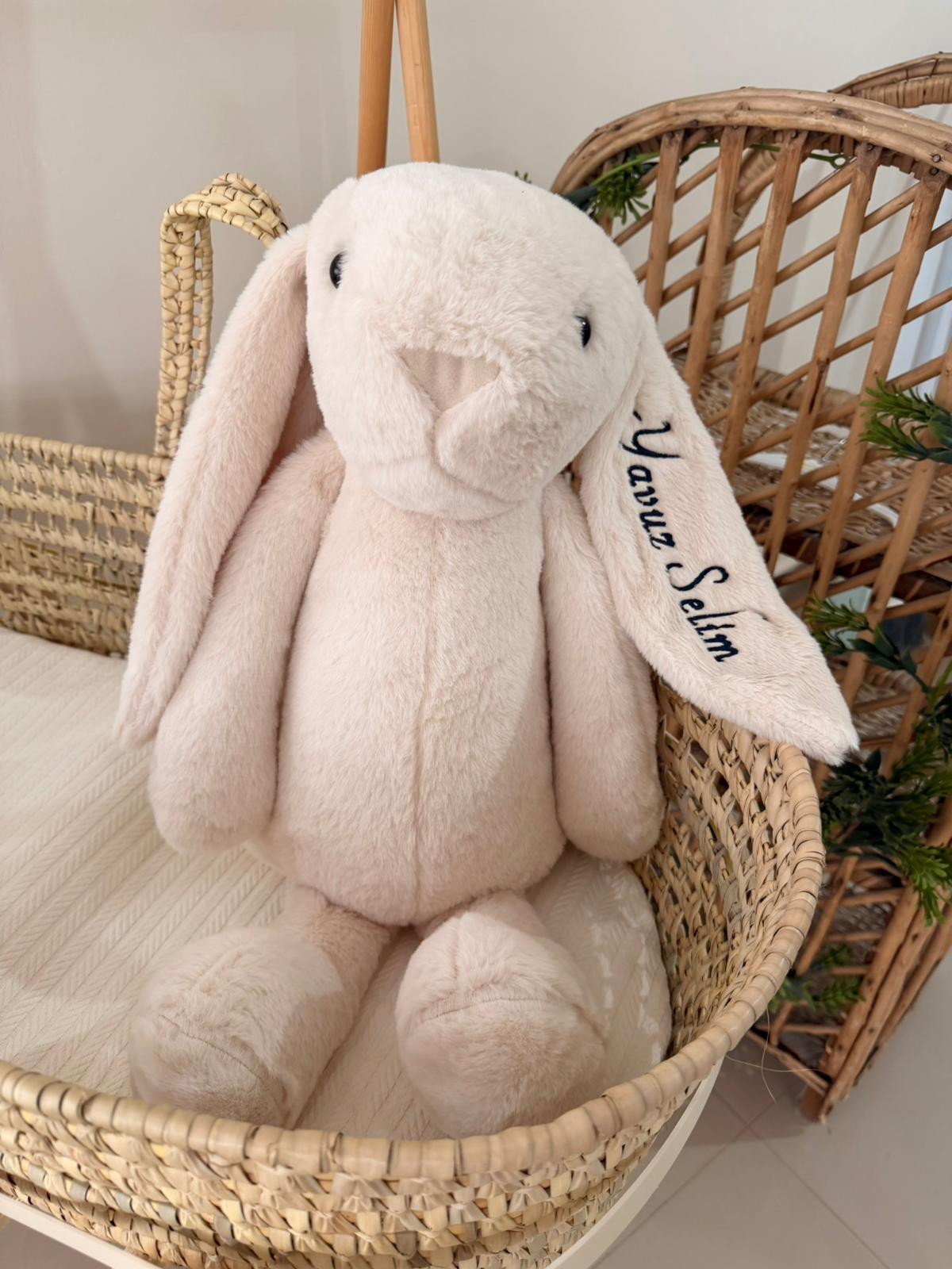 Büyük Boy Nakışlı Tavşan Uyku Arkadaşım 55cm