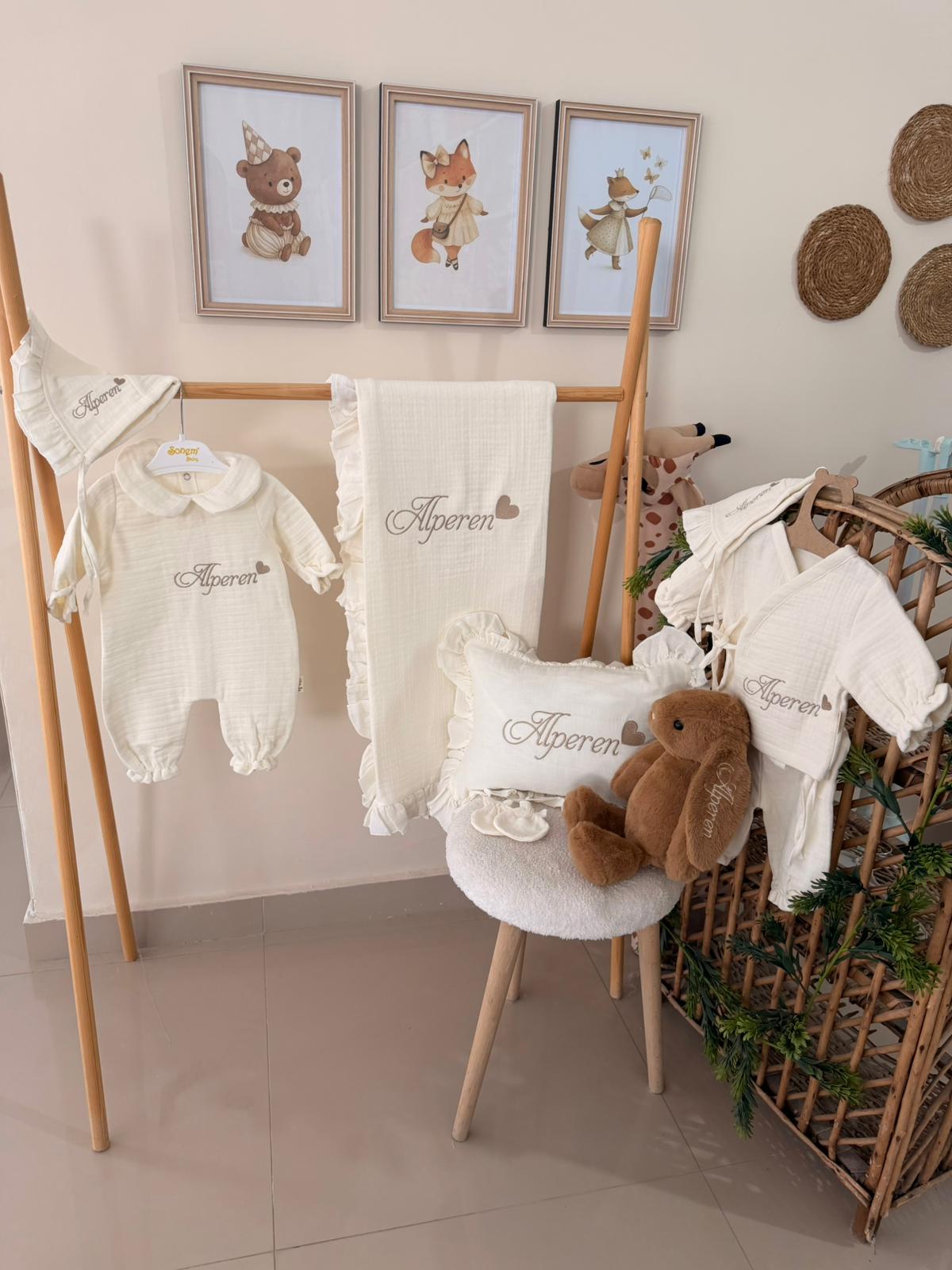🤍 Müslin Kumaş İsme Özel Hastane Çıkışı Seti