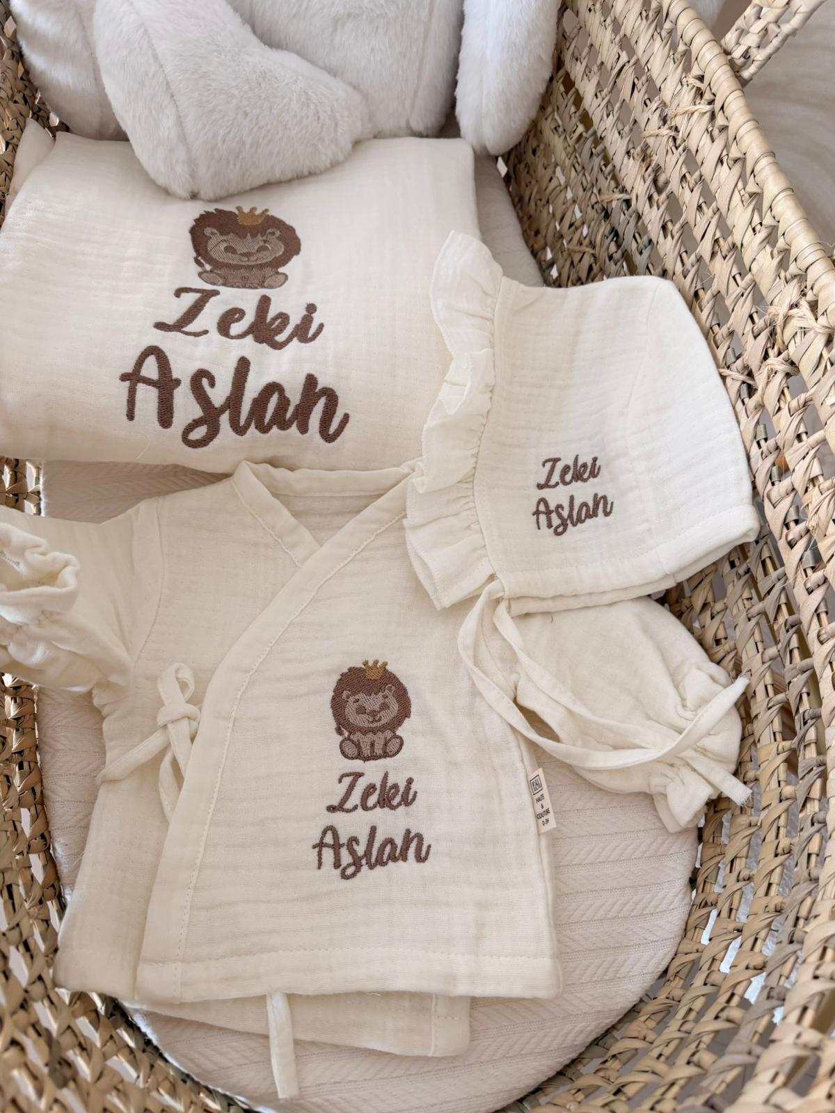 Büyük Boy Tavşan Peluş Uyku Arkadaşı 55CM- Müslin Hastane Çıkışı Seti