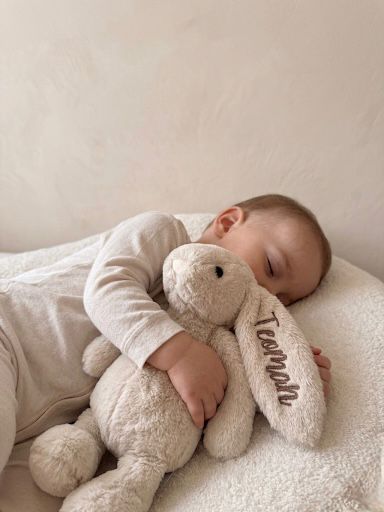 Nakışlı Peluş Tavşan Uyku Arkadaşım (Bej Renginde, 37cm)