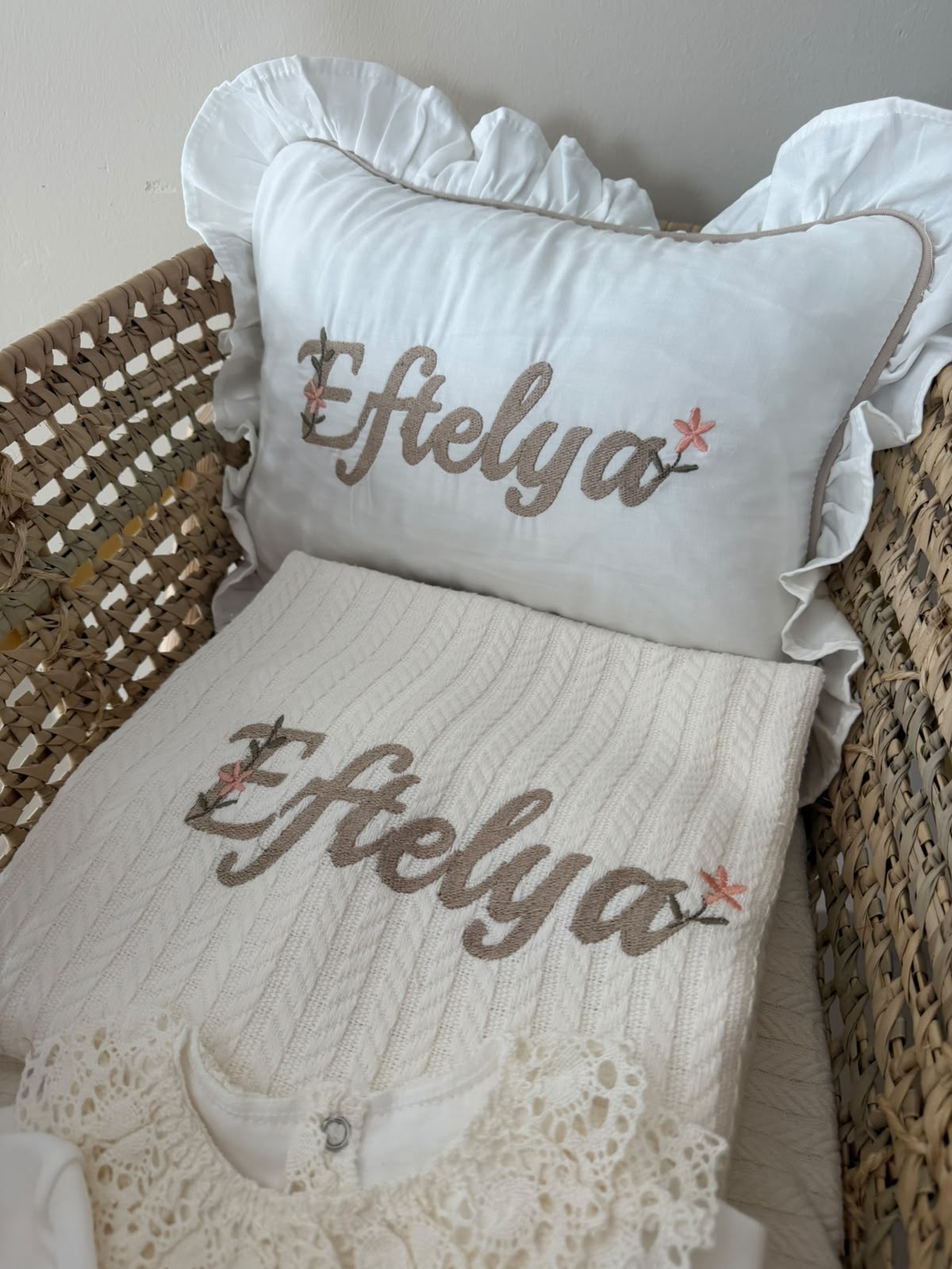 Kişiye Özel Nakışlı Hastane Çıkış Seti