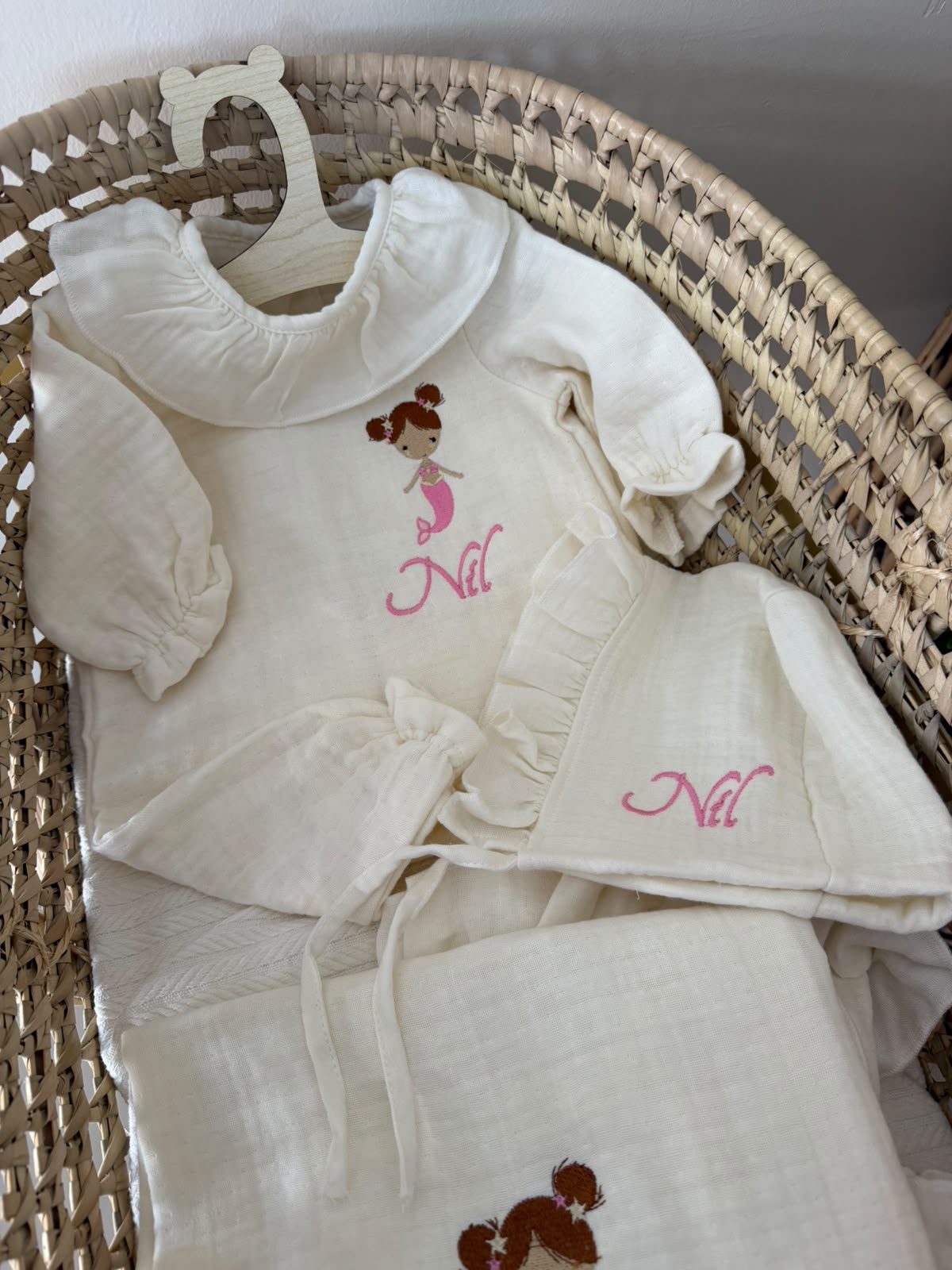 Kişiye Özel Müslin Hastane Çıkış Seti